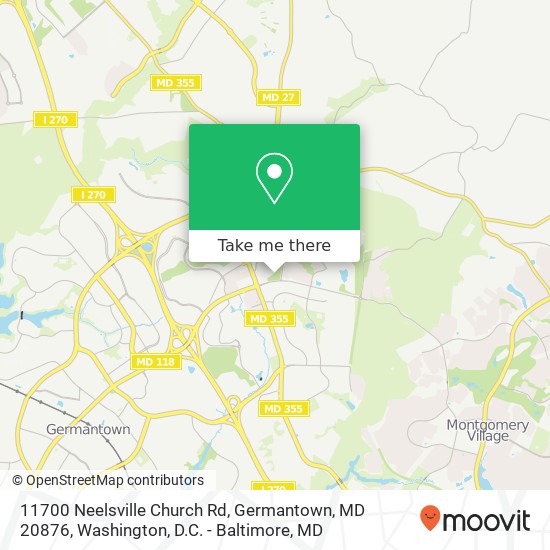 Mapa de 11700 Neelsville Church Rd, Germantown, MD 20876