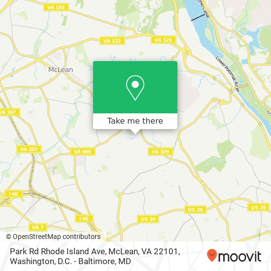 Park Rd Rhode Island Ave, McLean, VA 22101 map