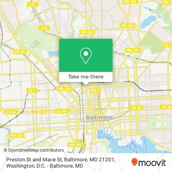 Preston St and Mace St, Baltimore, MD 21201 map