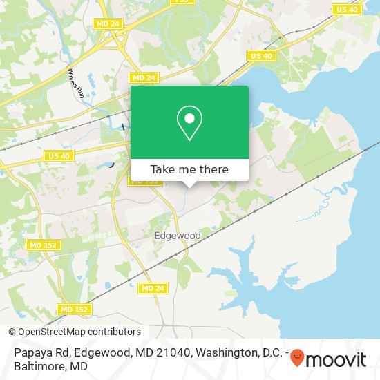 Mapa de Papaya Rd, Edgewood, MD 21040