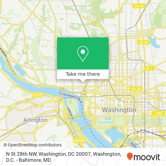 Mapa de N St 28th NW, Washington, DC 20007