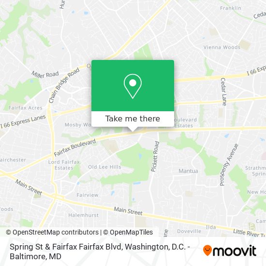 Mapa de Spring St & Fairfax Fairfax Blvd