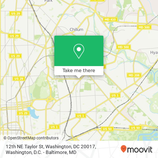 Mapa de 12th NE Taylor St, Washington, DC 20017