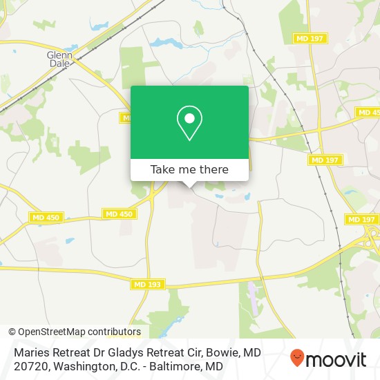 Maries Retreat Dr Gladys Retreat Cir, Bowie, MD 20720 map
