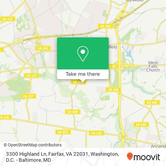 Mapa de 3300 Highland Ln, Fairfax, VA 22031