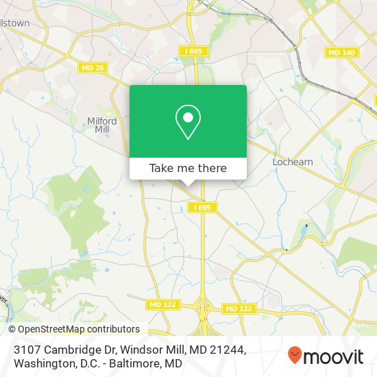 Mapa de 3107 Cambridge Dr, Windsor Mill, MD 21244