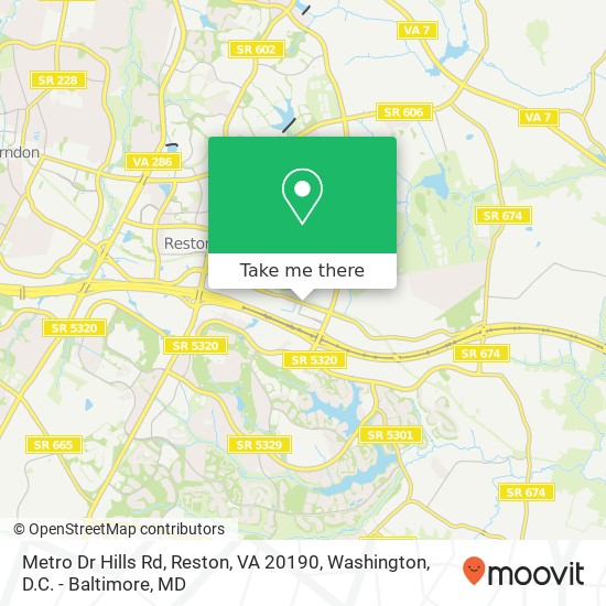 Mapa de Metro Dr Hills Rd, Reston, VA 20190