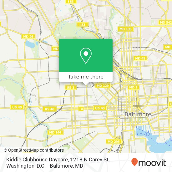Mapa de Kiddie Clubhouse Daycare, 1218 N Carey St