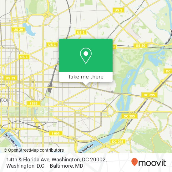 Mapa de 14th & Florida Ave, Washington, DC 20002