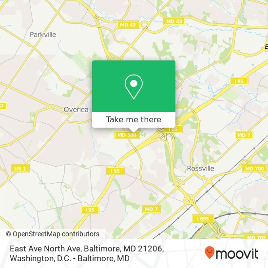 East Ave North Ave, Baltimore, MD 21206 map