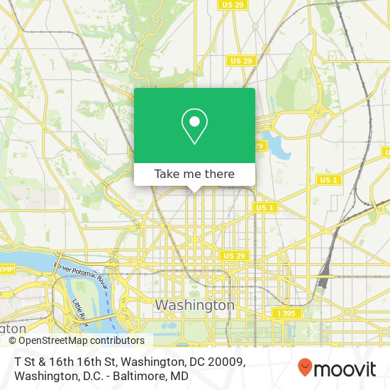 T St & 16th 16th St, Washington, DC 20009 map
