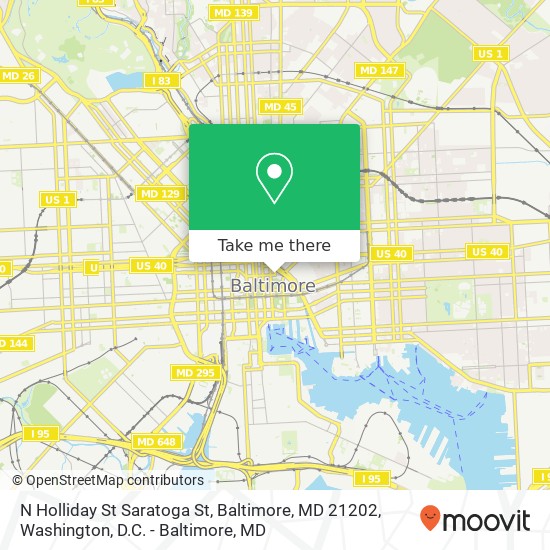 Mapa de N Holliday St Saratoga St, Baltimore, MD 21202