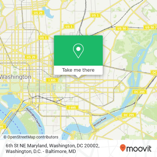 Mapa de 6th St NE Maryland, Washington, DC 20002