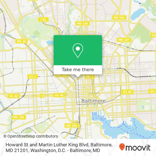 Howard St and Martin Luther King Blvd, Baltimore, MD 21201 map