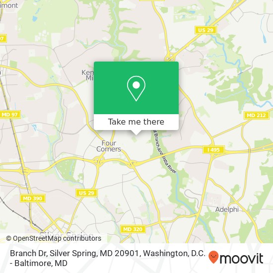 Branch Dr, Silver Spring, MD 20901 map