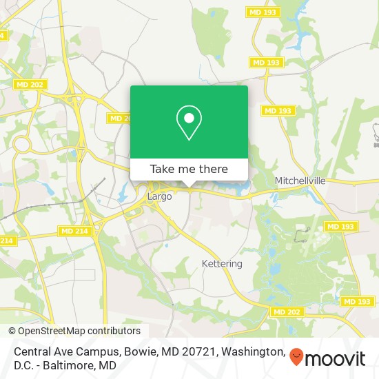 Mapa de Central Ave Campus, Bowie, MD 20721