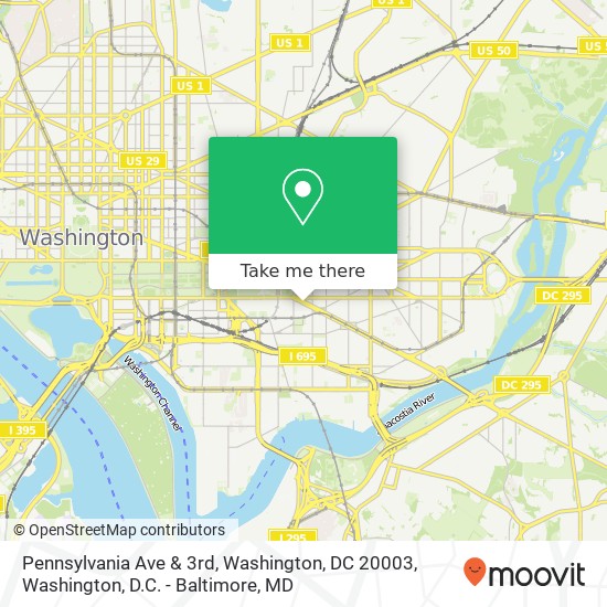 Mapa de Pennsylvania Ave & 3rd, Washington, DC 20003