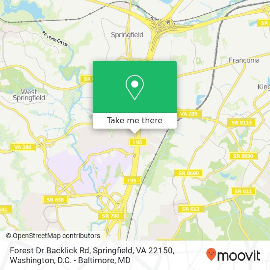 Mapa de Forest Dr Backlick Rd, Springfield, VA 22150