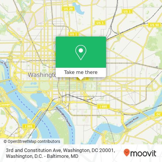 Mapa de 3rd and Constitution Ave, Washington, DC 20001