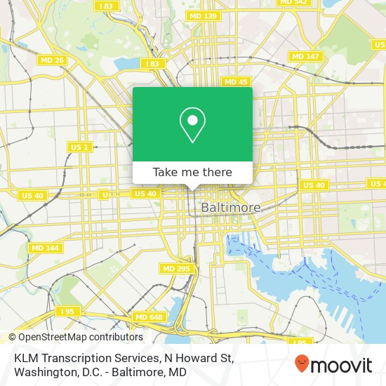 KLM Transcription Services, N Howard St map