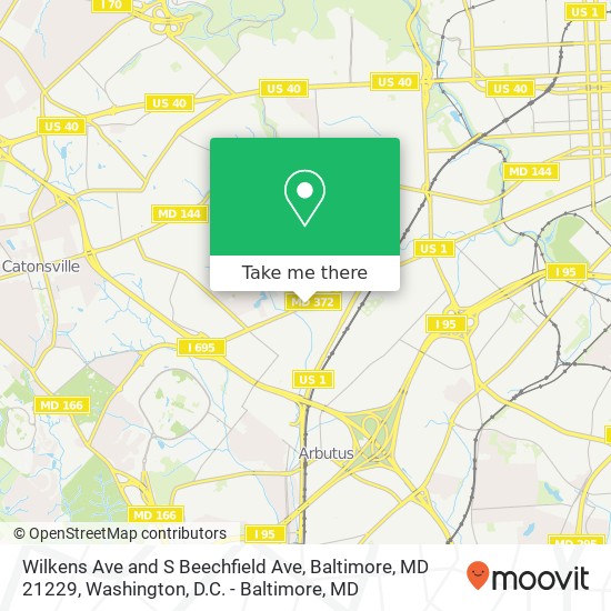 Wilkens Ave and S Beechfield Ave, Baltimore, MD 21229 map