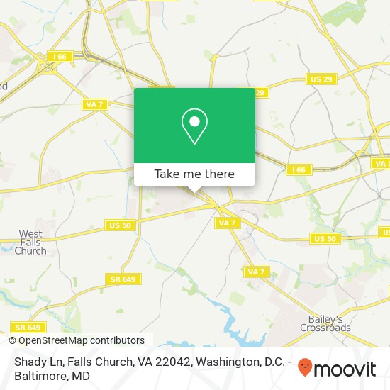 Mapa de Shady Ln, Falls Church, VA 22042