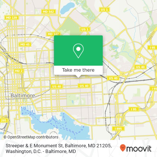 Mapa de Streeper & E Monument St, Baltimore, MD 21205