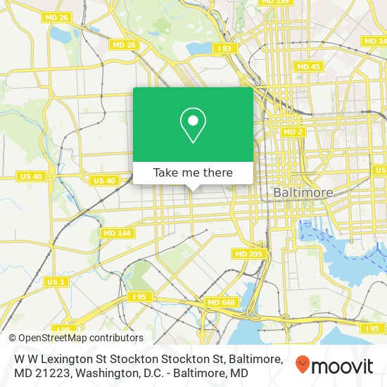 Mapa de W W Lexington St Stockton Stockton St, Baltimore, MD 21223