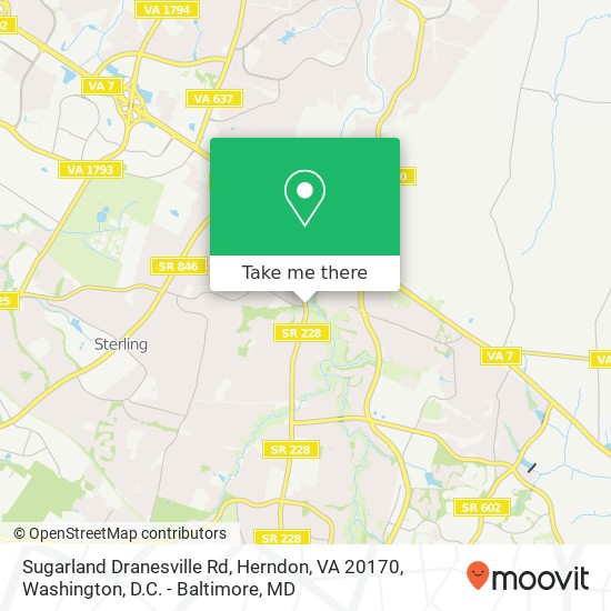 Mapa de Sugarland Dranesville Rd, Herndon, VA 20170