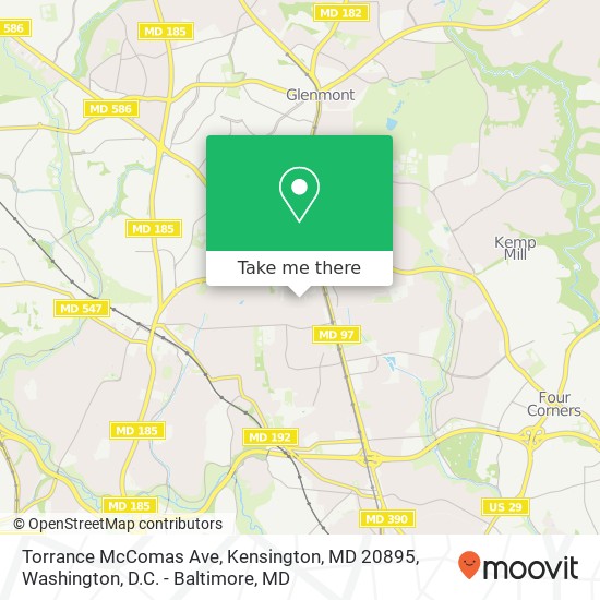Mapa de Torrance McComas Ave, Kensington, MD 20895