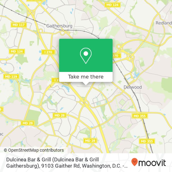 Mapa de Dulcinea Bar & Grill (Dulcinea Bar & Grill Gaithersburg), 9103 Gaither Rd