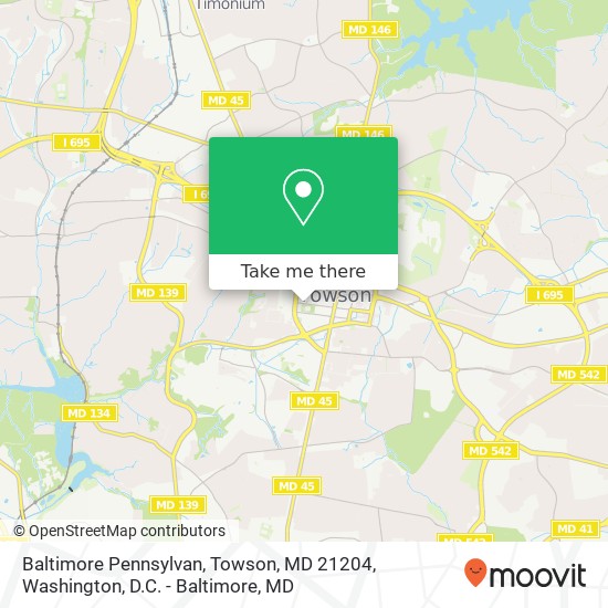 Mapa de Baltimore Pennsylvan, Towson, MD 21204