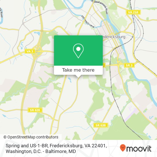 Mapa de Spring and US-1-BR, Fredericksburg, VA 22401