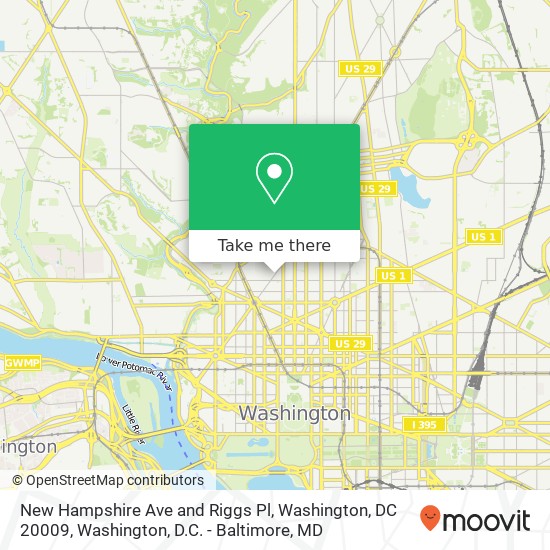 Mapa de New Hampshire Ave and Riggs Pl, Washington, DC 20009