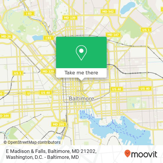 Mapa de E Madison & Falls, Baltimore, MD 21202