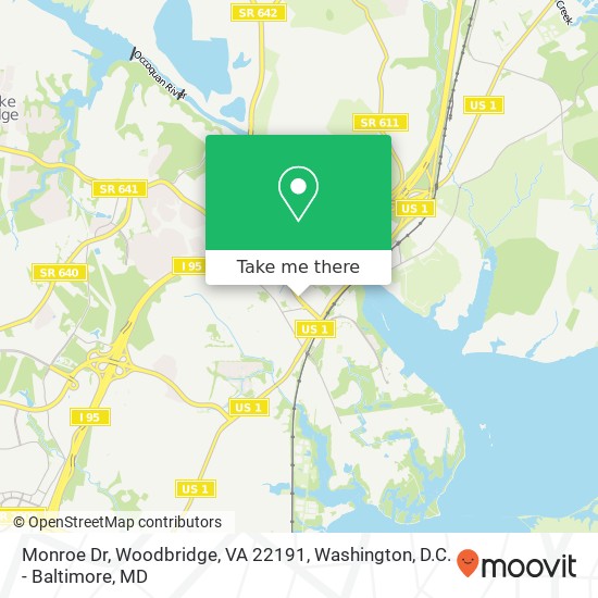 Mapa de Monroe Dr, Woodbridge, VA 22191