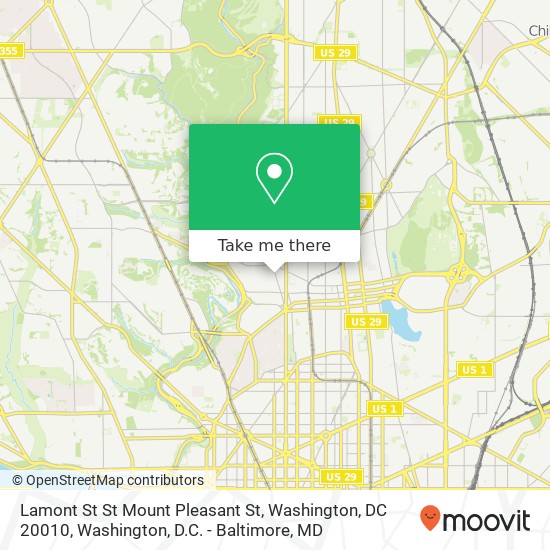 Mapa de Lamont St St Mount Pleasant St, Washington, DC 20010