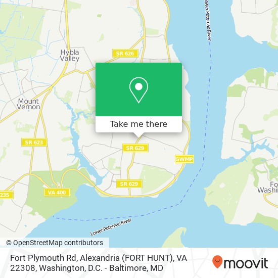 Mapa de Fort Plymouth Rd, Alexandria (FORT HUNT), VA 22308
