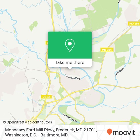 Mapa de Monocacy Ford Mill Pkwy, Frederick, MD 21701