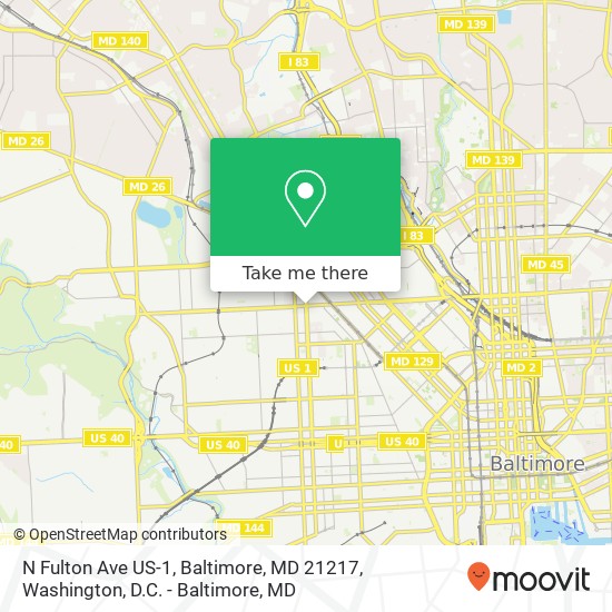 N Fulton Ave US-1, Baltimore, MD 21217 map