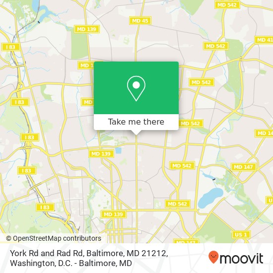 York Rd and Rad Rd, Baltimore, MD 21212 map