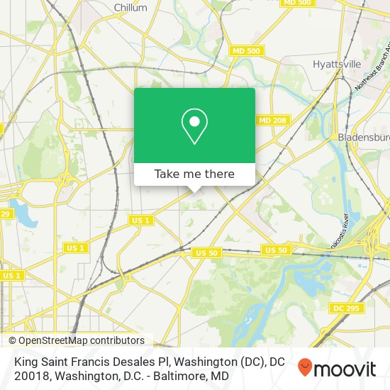 King Saint Francis Desales Pl, Washington (DC), DC 20018 map