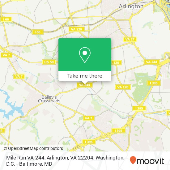 Mile Run VA-244, Arlington, VA 22204 map