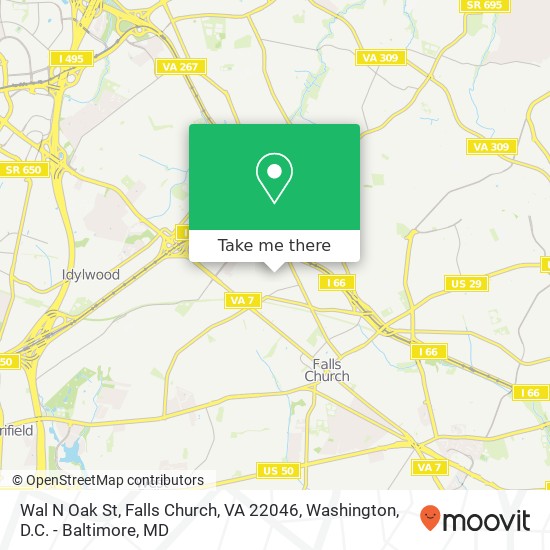 Mapa de Wal N Oak St, Falls Church, VA 22046