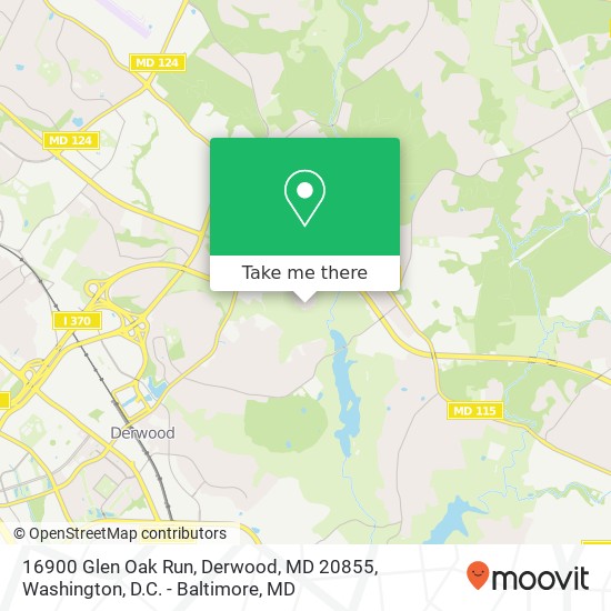 Mapa de 16900 Glen Oak Run, Derwood, MD 20855