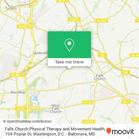 Falls Church Physical Therapy and Movement Health, 704 Poplar Dr map