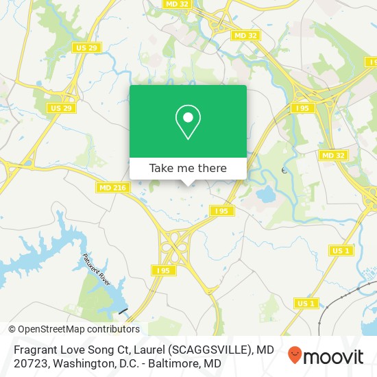 Mapa de Fragrant Love Song Ct, Laurel (SCAGGSVILLE), MD 20723