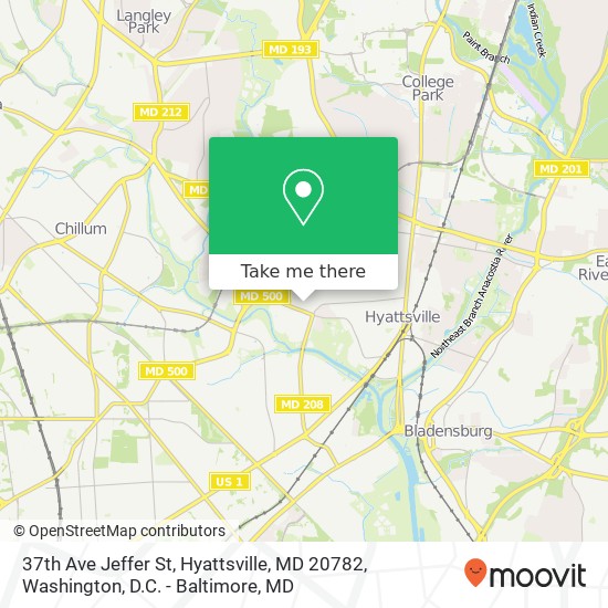 Mapa de 37th Ave Jeffer St, Hyattsville, MD 20782