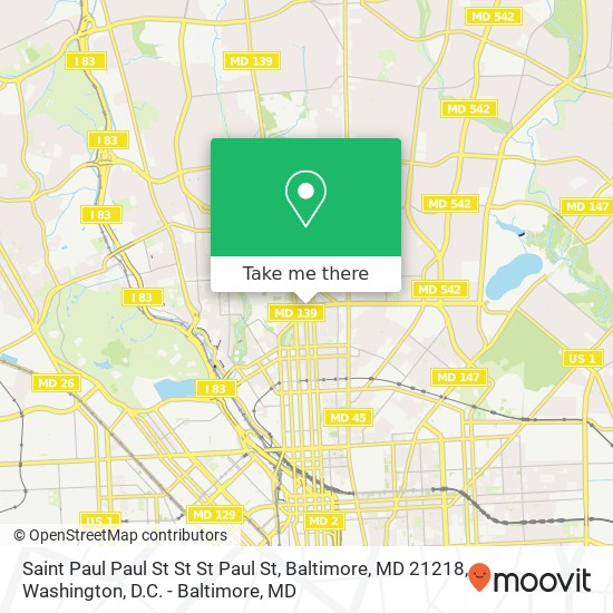 Mapa de Saint Paul Paul St St St Paul St, Baltimore, MD 21218