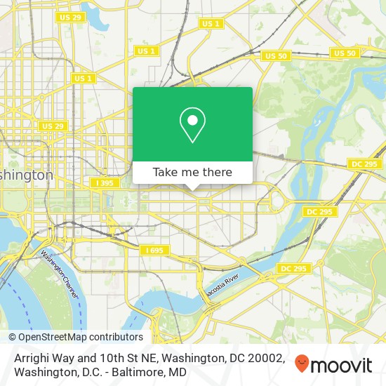 Arrighi Way and 10th St NE, Washington, DC 20002 map